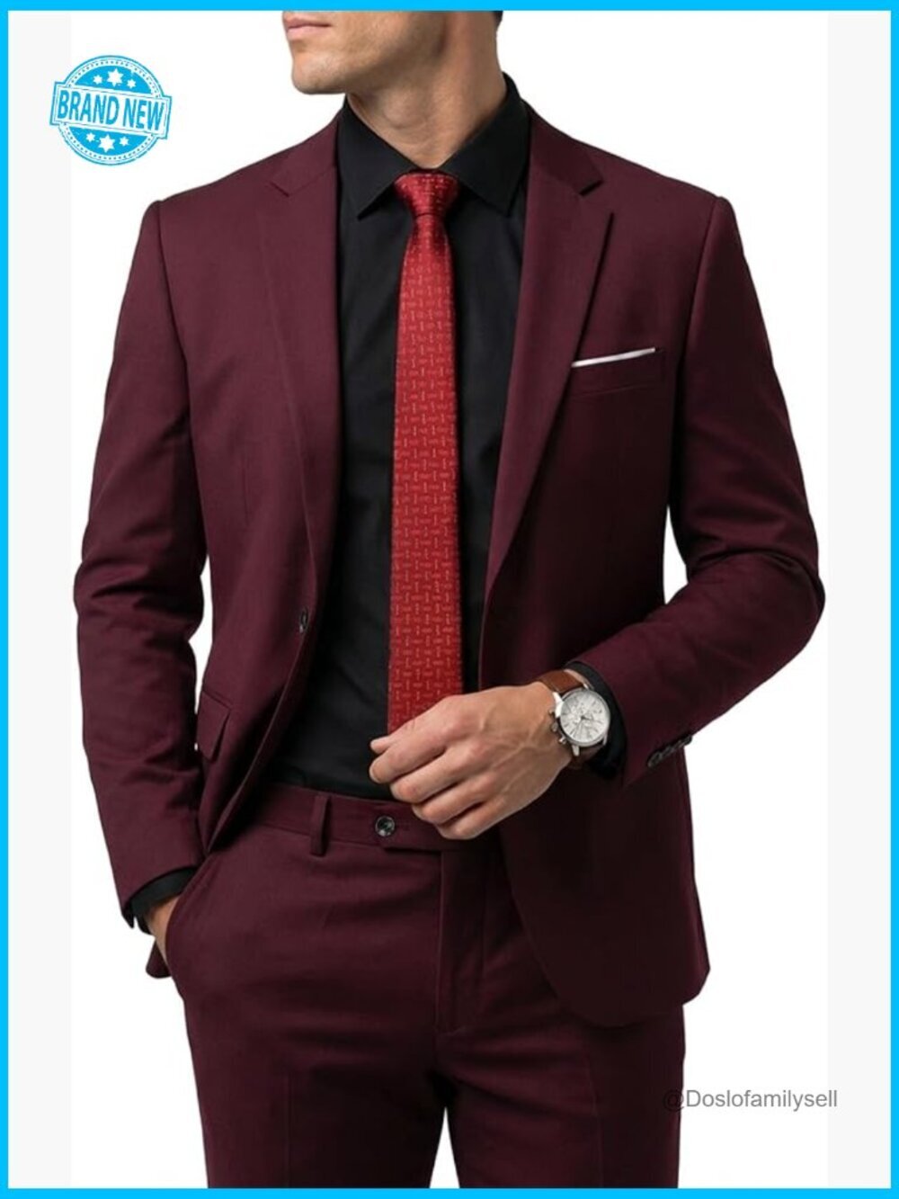 Slim Fit Suit Set Classic Elegant Business Wedding Prom Formal Wear